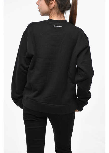 Bluze de trening DSQUARED2 Fleeced Cotton Cool Fit Crew-Neck Sweatshirt Black Femei (BM 19248326) 3