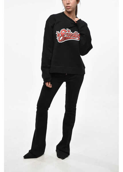 Bluze de trening DSQUARED2 Fleeced Cotton Cool Fit Crew-Neck Sweatshirt Black Femei (BM 19248326) 4