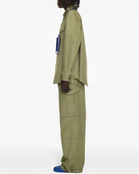 Camasi casual Off-White Lightweight Cotton Overshirt With Button-Down Collar And Dou Green Barbati (BM 19248332) 3