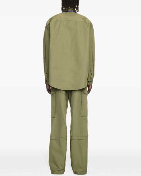 Camasi casual Off-White Lightweight Cotton Overshirt With Button-Down Collar And Dou Green Barbati (BM 19248332) 4