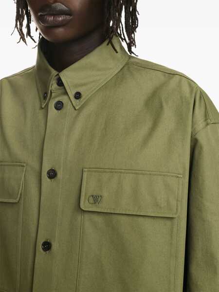 Camasi casual Off-White Lightweight Cotton Overshirt With Button-Down Collar And Dou Green Barbati (BM 19248332) 5