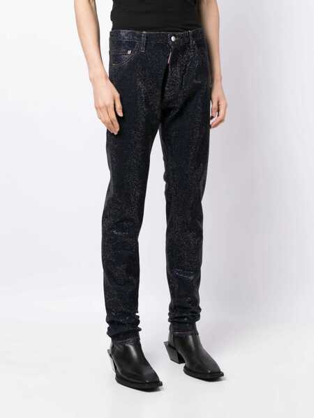 Blugi drepti DSQUARED2 Stretch Denim Cool Guy Jeans With All-Over Rhinestones 16Cm Blue Barbati (BM 19248335) 3