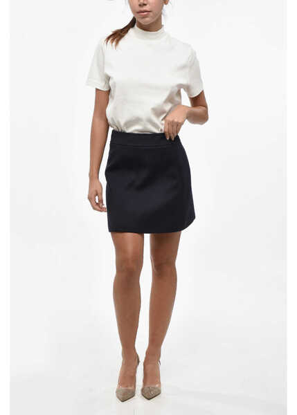 Fuste scurte Cline Wool Blend Miniskirt With Side Zip Blue Femei (BM 19248338) 4