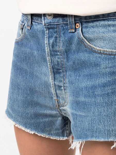 Pantaloni scurti RE/DONE Levis Frayed Hem Stonewashed Effect Shorts Blue Femei (BM 19248347) 5