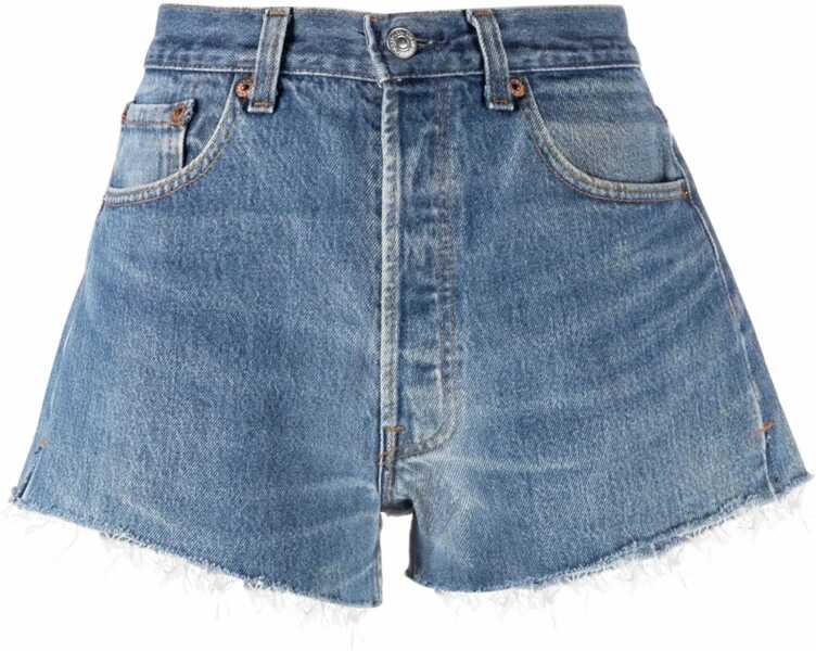 Pantaloni scurti RE/DONE Levis Frayed Hem Stonewashed Effect Shorts Blue Femei (BM 19248347) 1