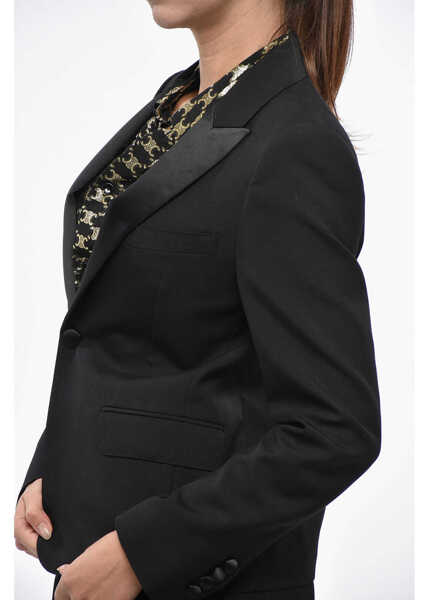 Sacouri Cline Mohair Blend Slim Fit Blazer With Satin Lapel Black Femei (BM 19248359) 2