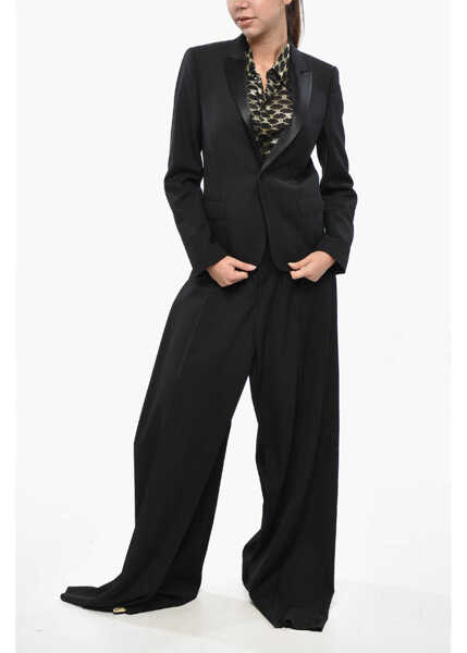 Sacouri Cline Mohair Blend Slim Fit Blazer With Satin Lapel Black Femei (BM 19248359) 4