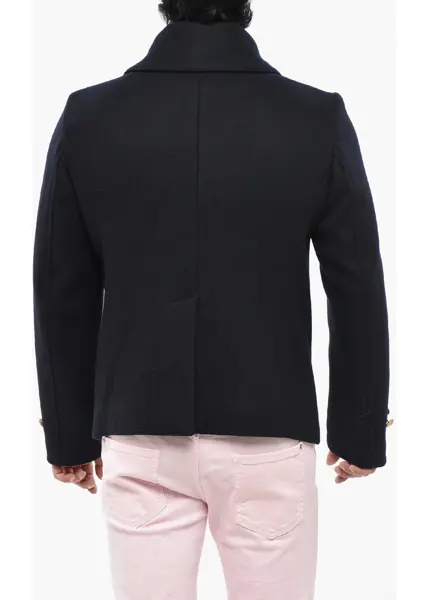 Paltoane DSQUARED2 Virgin Wool Sailor Double Breasted Peacot With Golden-Effect Blue Barbati (BM 19248368) 2