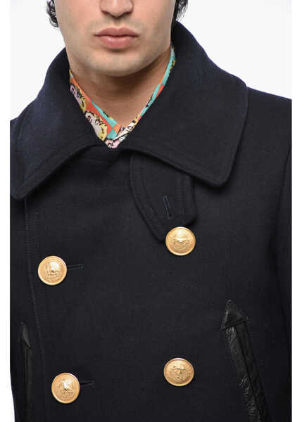 Paltoane DSQUARED2 Virgin Wool Sailor Double Breasted Peacot With Golden-Effect Blue Barbati (BM 19248368) 3