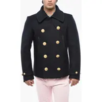 Paltoane Virgin Wool Sailor Double Breasted Peacot With Golden-Effect Barbati