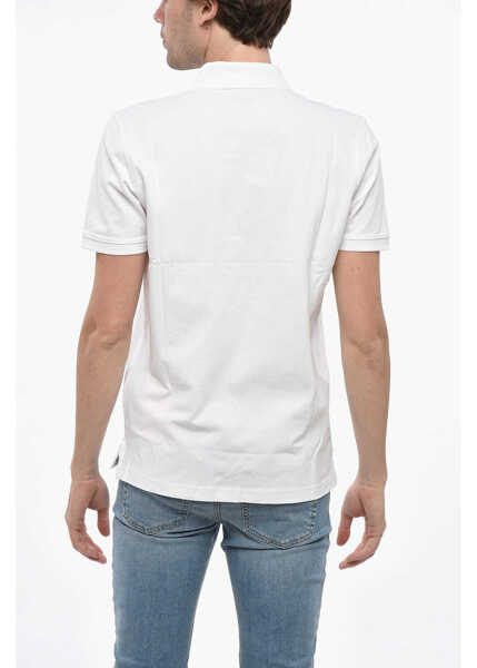 Tricouri Polo Diesel Cotton Blend Smith Polo Shirt With Printed Logo White Barbati (BM 19248476) 2