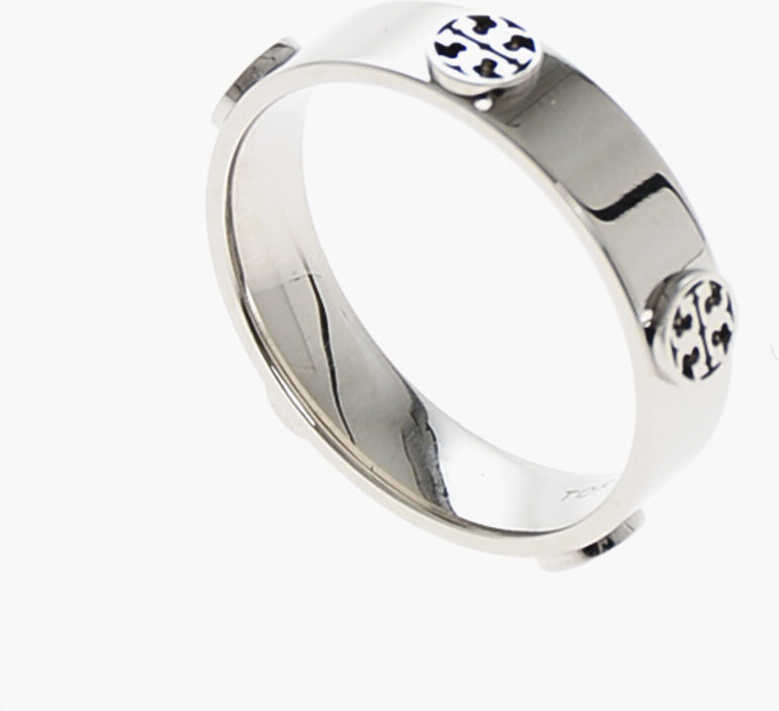 Inele Tory Burch Silver-Effect Miller Ring With Studs Monogram Silver Femei (BM 19248479) 2