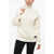 DSQUARED2 Cotton Blend Broken Stitch Sweater With Double Collar White