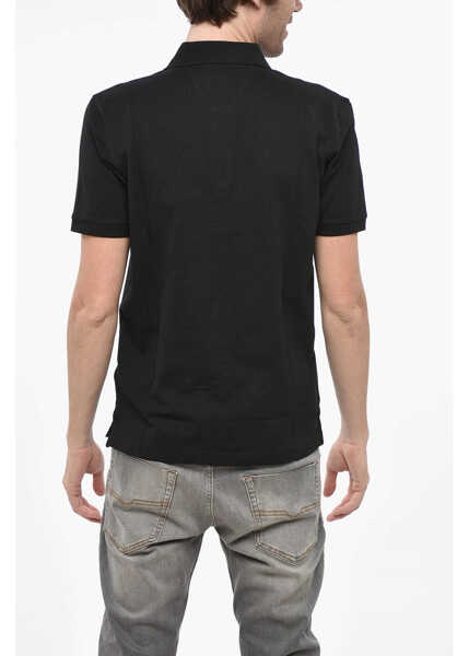 Tricouri Polo Diesel Hopsack Cotton Blend Smith Polo With Printed Logo Black Barbati (BM 19248485) 2