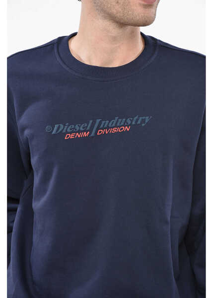 Bluze de trening Diesel Brushed Cotton Industry Crew Neck Sweatshirt With Embossed P Blue Barbati (BM 19248491) 3