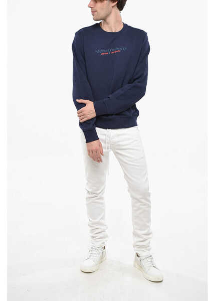 Bluze de trening Diesel Brushed Cotton Industry Crew Neck Sweatshirt With Embossed P Blue Barbati (BM 19248491) 4