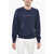 Diesel Brushed Cotton Industry Crew Neck Sweatshirt With Embossed P Blue