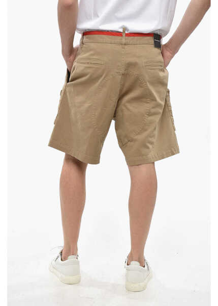 Pantaloni scurti DSQUARED2 Stretch Cotton Cargo Shorts With Contrasting Edge Beige Barbati (BM 19248494) 2