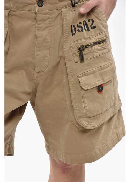 Pantaloni scurti DSQUARED2 Stretch Cotton Cargo Shorts With Contrasting Edge Beige Barbati (BM 19248494) 3