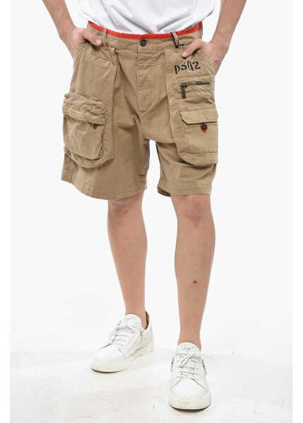 Pantaloni scurti DSQUARED2 Stretch Cotton Cargo Shorts With Contrasting Edge Beige Barbati (BM 19248494) 1