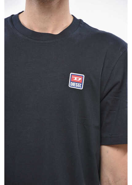 Tricouri Diesel Crew Neck Cotton T-Shirt With Logo Patch Blue Barbati (BM 19248497) 3