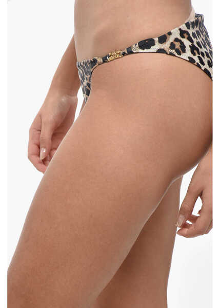 Bikini Ganni Animal Motif Bikini Bottom With Monogram Brown Femei (BM 19248503) 2