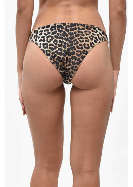 Bikini Ganni Animal Motif Bikini Bottom With Monogram Brown Femei (BM 19248503) 3