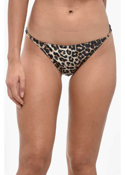 Bikini Ganni Animal Motif Bikini Bottom With Monogram Brown Femei (BM 19248503) 1