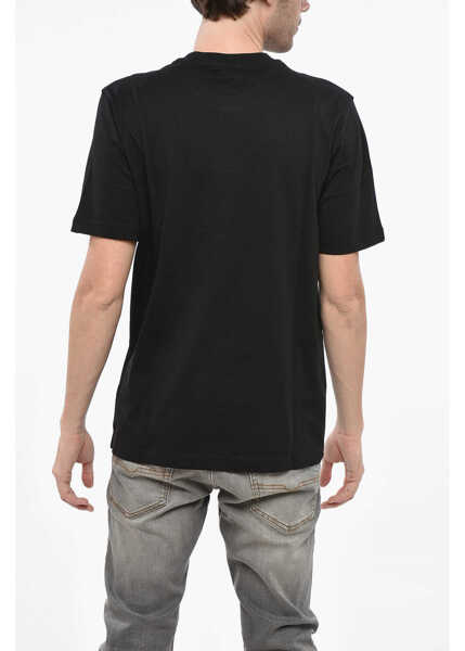 Tricouri Diesel Crew Neck Cotton T-Shirt With Embossed Logo Black Barbati (BM 19248506) 2