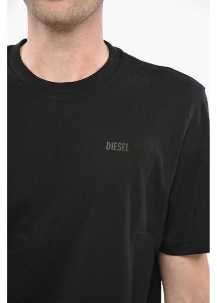 Tricouri Diesel Crew Neck Cotton T-Shirt With Embossed Logo Black Barbati (BM 19248506) 3