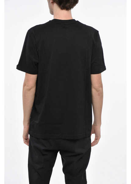 Tricouri Diesel Cotton Slim Fit T-Shirt With Printed Logo Black Barbati (BM 19248509) 2