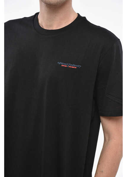 Tricouri Diesel Cotton Slim Fit T-Shirt With Printed Logo Black Barbati (BM 19248509) 3