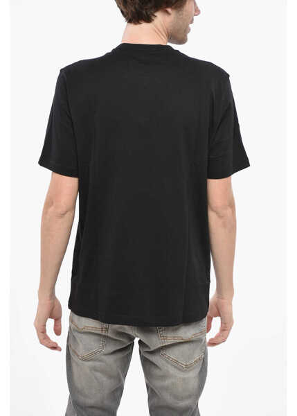 Tricouri Diesel Crew Neck Cotton T-Shirt With Flocked Logo Black Barbati (BM 19248518) 2