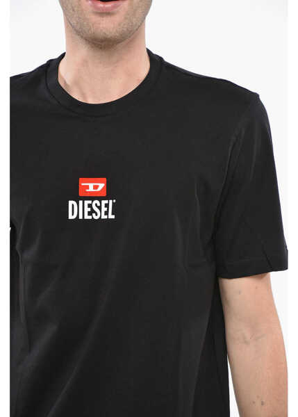 Tricouri Diesel Crew Neck Cotton T-Shirt With Flocked Logo Black Barbati (BM 19248518) 3