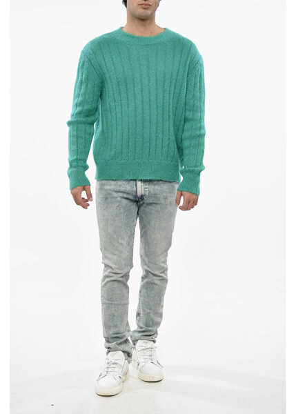 Pulovere Marni Solid Color Crew-Neck Sweater With Embroidered Logo Green Barbati (BM 19248527) 4