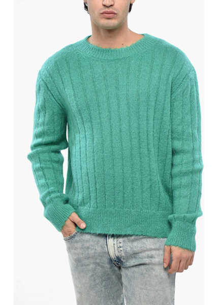 Pulovere Marni Solid Color Crew-Neck Sweater With Embroidered Logo Green Barbati (BM 19248527) 1