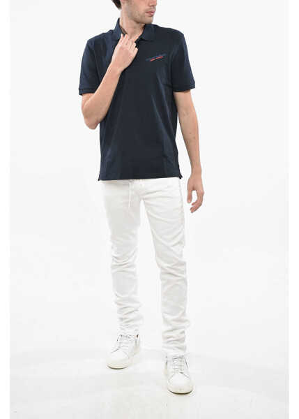 Tricouri Polo Diesel Hopsack Cotton Blend Smith Polo Shirt Blue Barbati (BM 19248539) 4