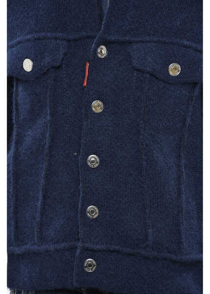 Jachete DSQUARED2 Knittet Jacket With Logoed Buttons Blue Barbati (BM 19248551) 3