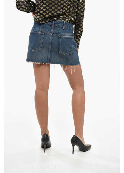 Fuste casual Cline Denim Miniskirt With Fringed Hem And Chain Detail Blue Femei (BM 19248557) 3