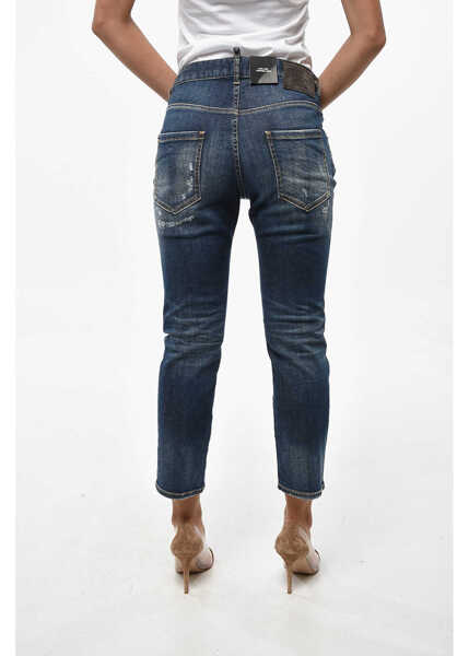 Blugi drepti DSQUARED2 Vintage Effect Cropped Fit Cool Girl Jeans 16Cm Blue Femei (BM 19248665) 3