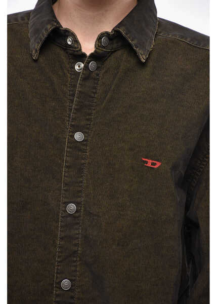 Camasi casual Diesel Red Tag Corduroy Shirt With Snap Buttons Brown Barbati (BM 19248668) 3