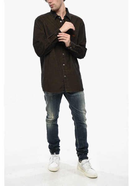 Camasi casual Diesel Red Tag Corduroy Shirt With Snap Buttons Brown Barbati (BM 19248668) 4
