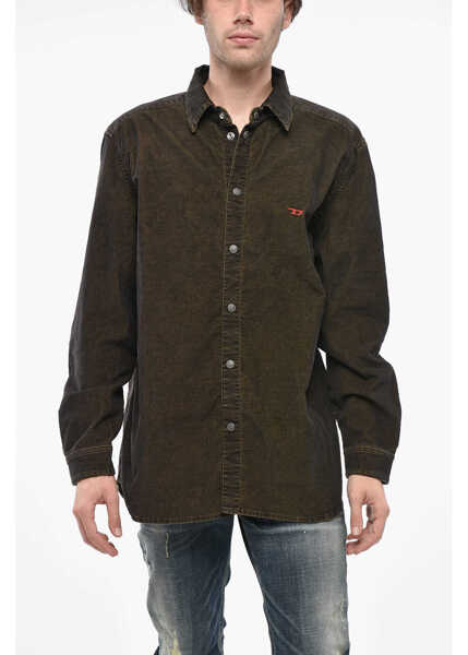 Camasi casual Diesel Red Tag Corduroy Shirt With Snap Buttons Brown Barbati (BM 19248668) 1