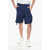 TEN C Solid Color Nylon Cargo Shorts Blue