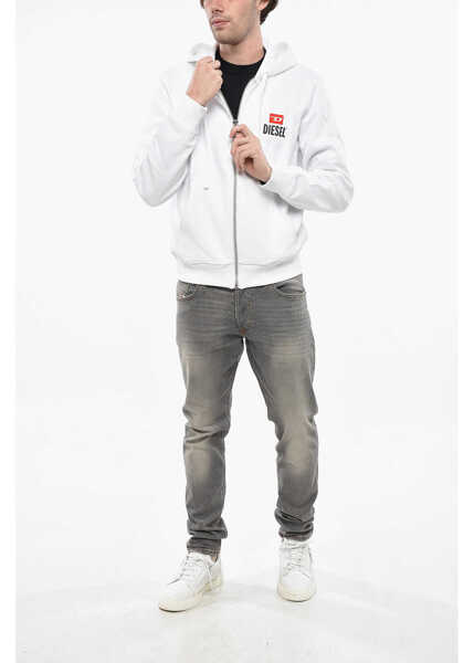 Bluze de trening Diesel Full Zip Hoodie With Printed Logo White Barbati (BM 19248674) 4