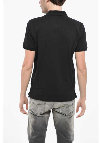 Tricouri Polo Diesel Hopsack Cotton Blend Smith Polo With Logo Patch Black Barbati (BM 19248680) 2