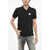 Diesel Hopsack Cotton Blend Smith Polo With Logo Patch Black