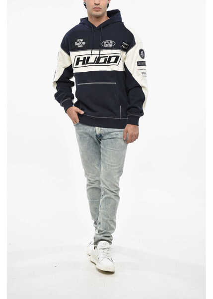 Bluze de trening Hugo Boss Brushed Cotton Hoodie With Embroidered Logo Blue Barbati (BM 19248686) 4