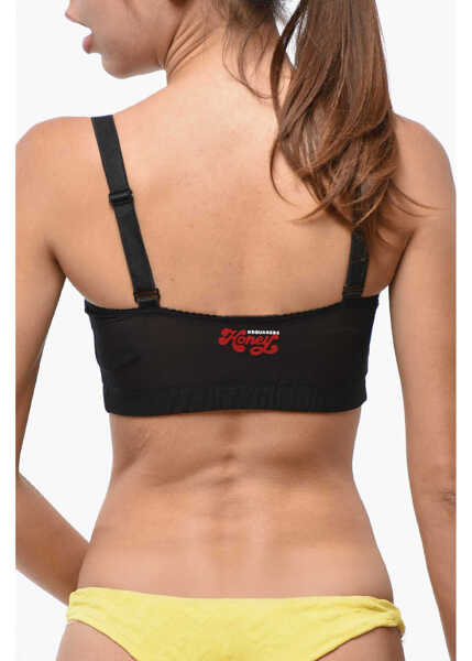 Sutiene DSQUARED2 Sheer Bra With Velvet Honey Detail Black Femei (BM 19248689) 3