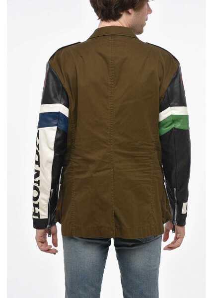 Sacouri elegante DSQUARED2 Utility Honda Jacket With Leather Sleeve Green Barbati (BM 19248698) 2